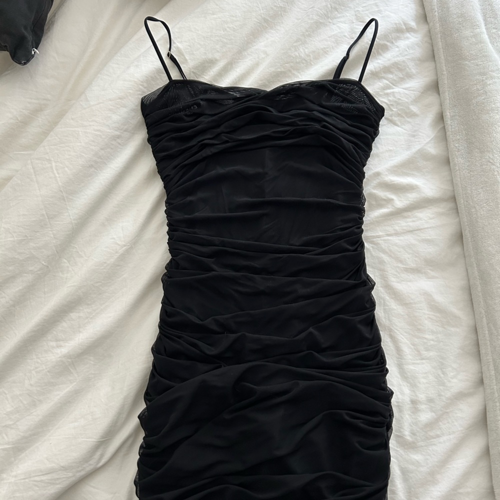 Aritzia Babaton Black Ruched Mini-dress